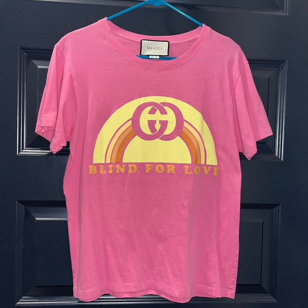 Gucci T-Shirt Blind For Love Pink GG Size: XS